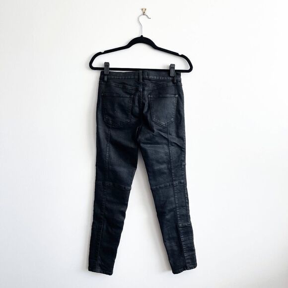 Free People Womens Casual Coated Denim Jeans Skinny Mid Rise Black Size 28 - Picture 3 of 10